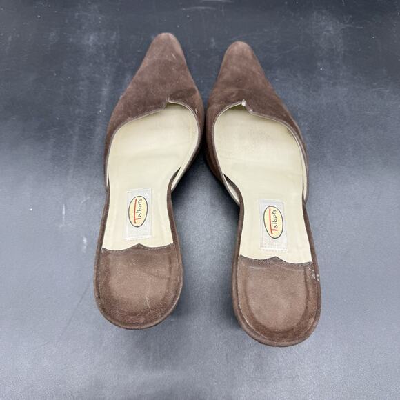 Talbots Vintage Brown Suede Kitten Heel Pointed Toe Mule Womens Size 7B - Picture 5 of 7
